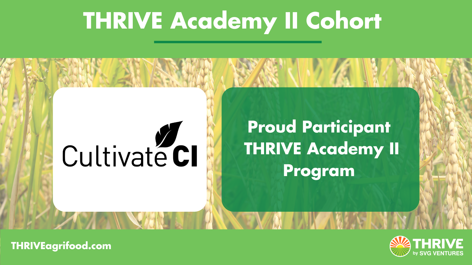 CultivateCI Earns Spot in SVG Ventures|THRIVE 2023 Academy II Cohort